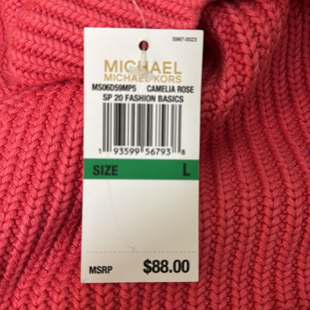 Michael Kors Shaker Sleeveless Turtleneck pink L - Picture 7 of 7